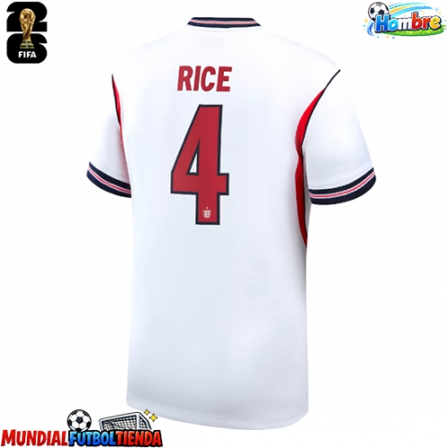 Camiseta Inglaterra Declan Rice #4 Primera Equipación Replica Mundial 2026 mangas cortas